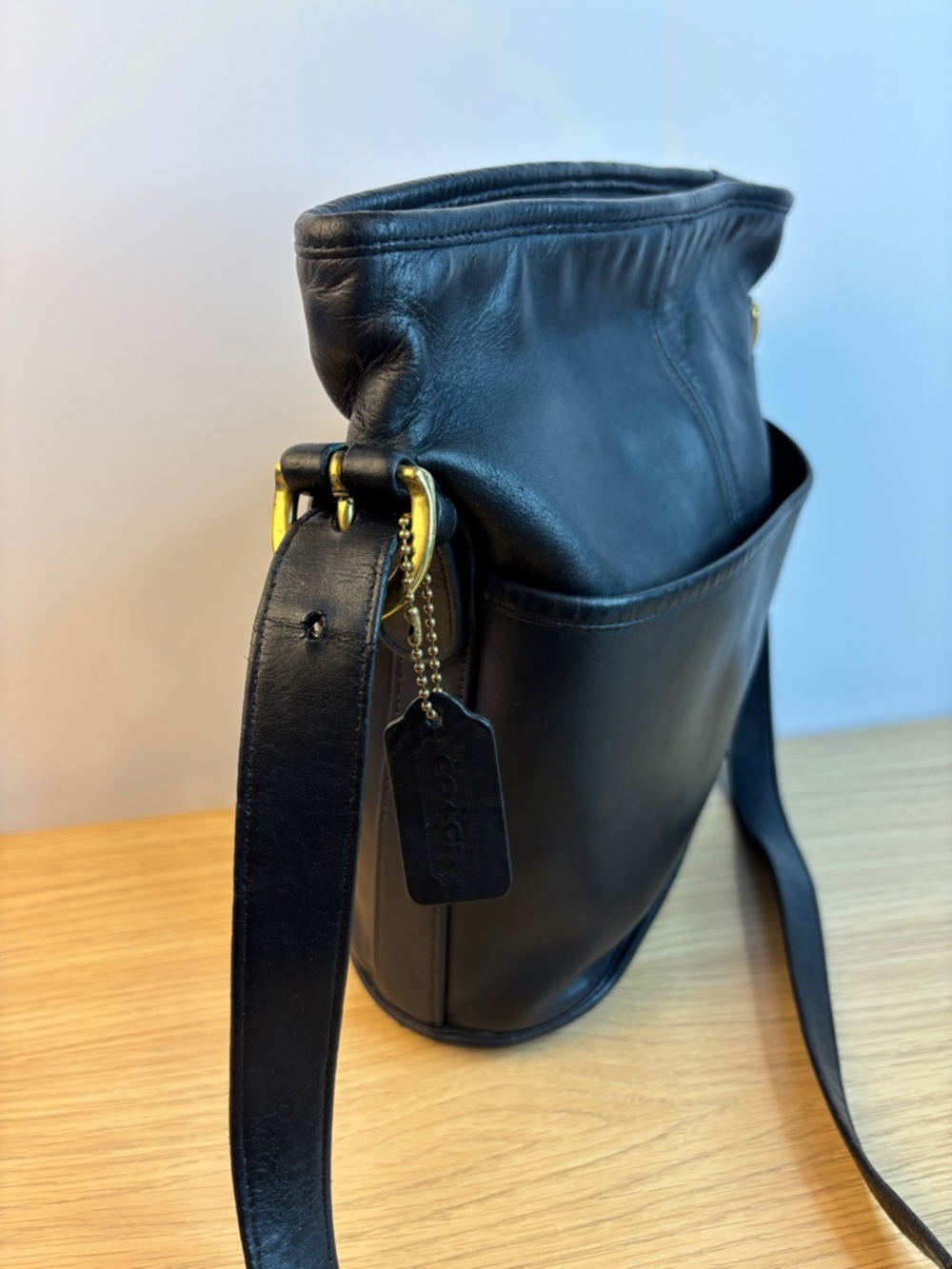 Vintage Coach Bleecker Bucket Bag (Style #4153) in black leather. - Picture 2 of 16